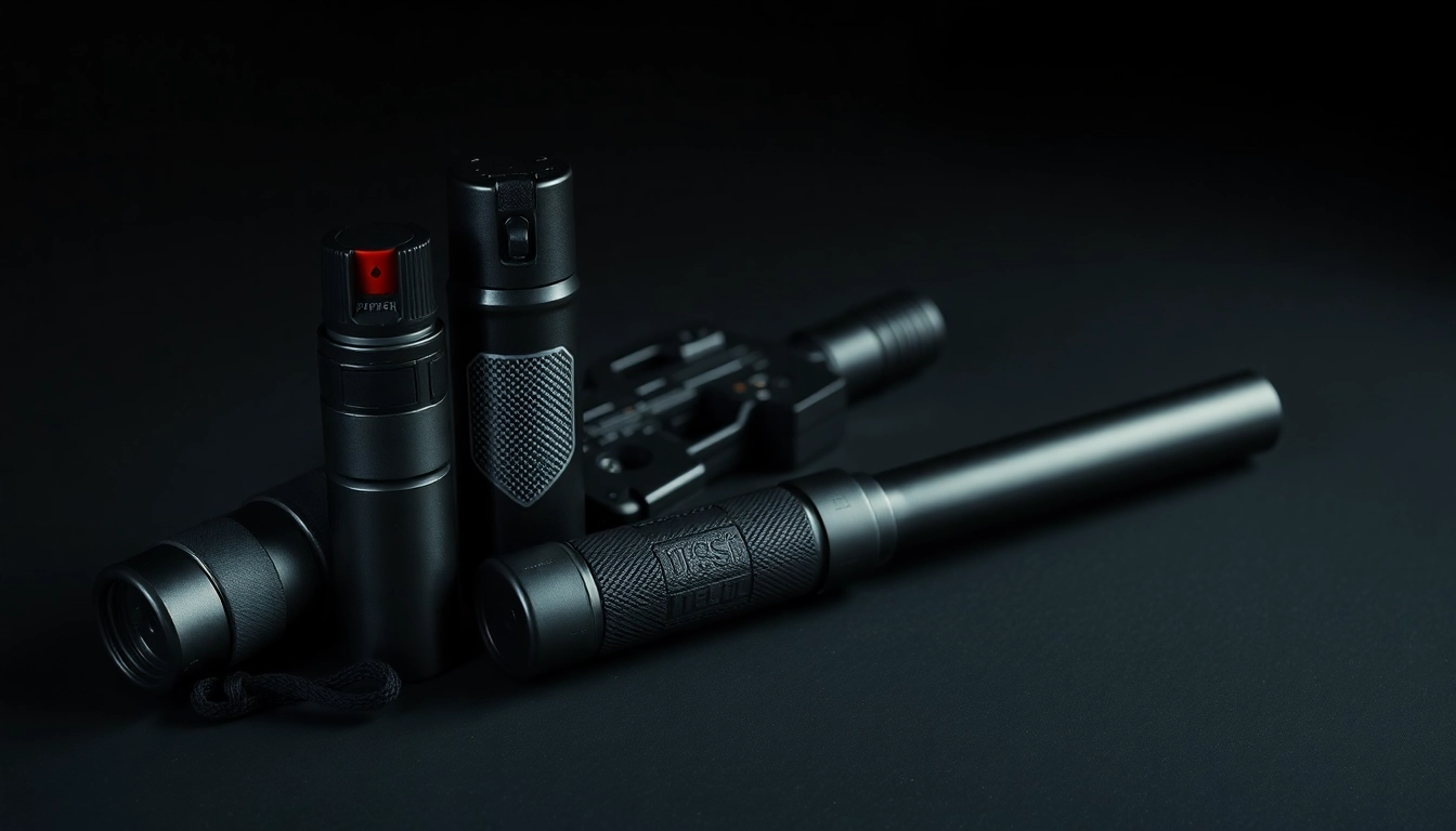 Self-Defense Weapons such as stun guns, pepper sprays, and batons designed for personal safety and security.