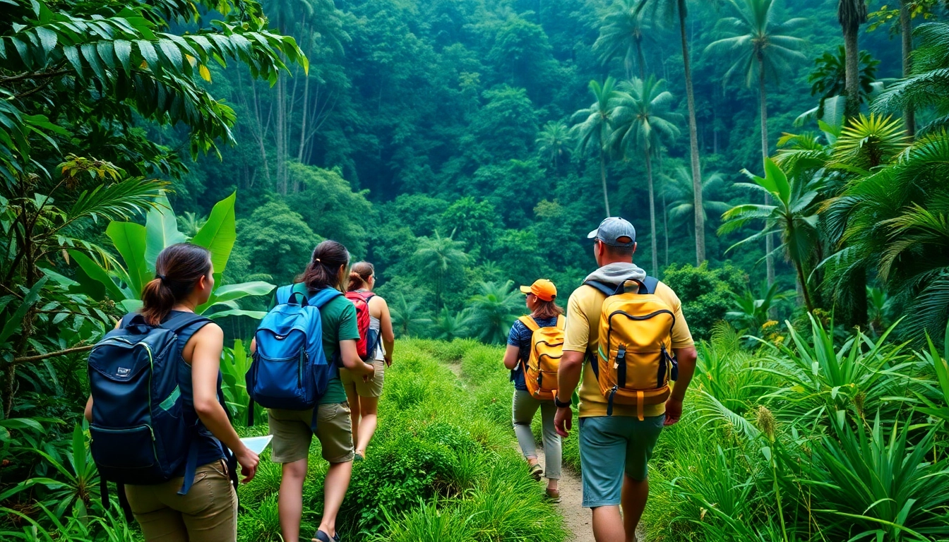 Guided hike through lush forests in Lombok, led by an expert guide overlooking scenic landscapes.