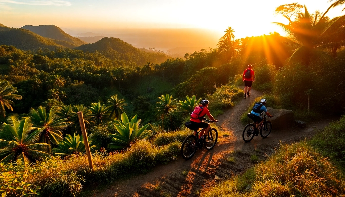 Trek mountain bikes navigating lush Indonesian trails, showcasing rugged adventure and scenic landscapes for outdoor enthusiasts.