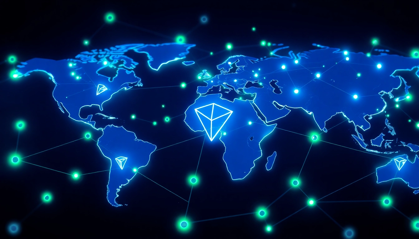 Visual representing tron energy with global blockchain nodes and vibrant digital energy flow emphasizing security and efficiency for users seeking reliable energy solutions.