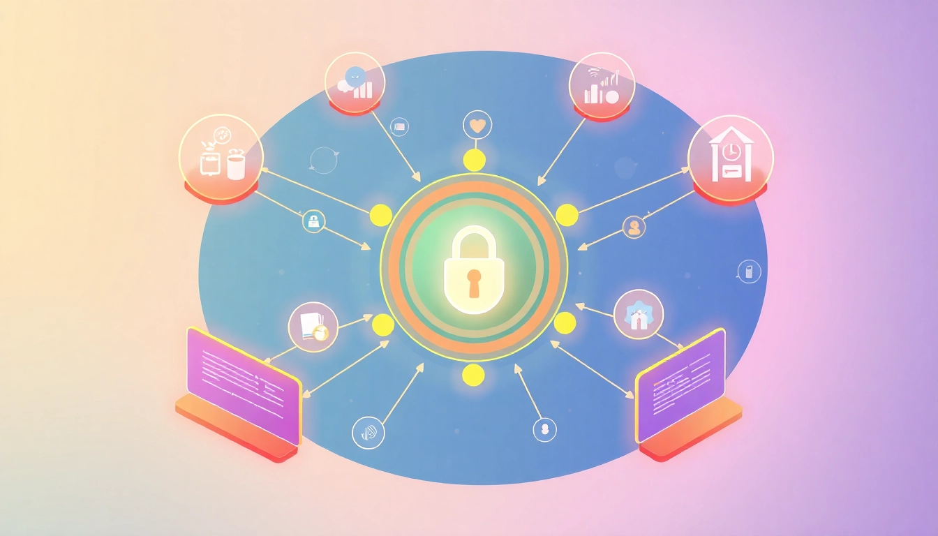 KJC logo with digital interconnected platforms representing a secure and innovative entertainment ecosystem.