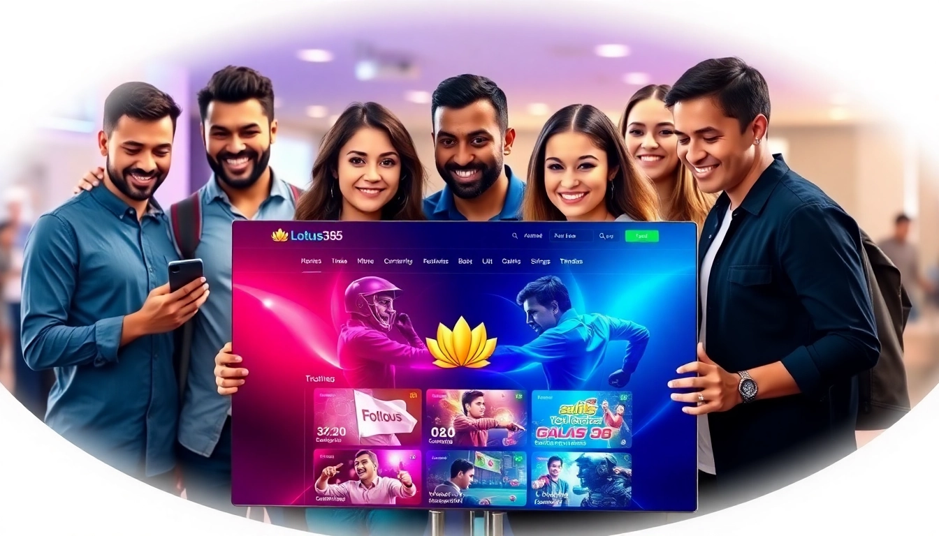 Lotus365 online betting platform showcasing an engaging interface with sports betting and gaming features, capturing user excitement and trust.