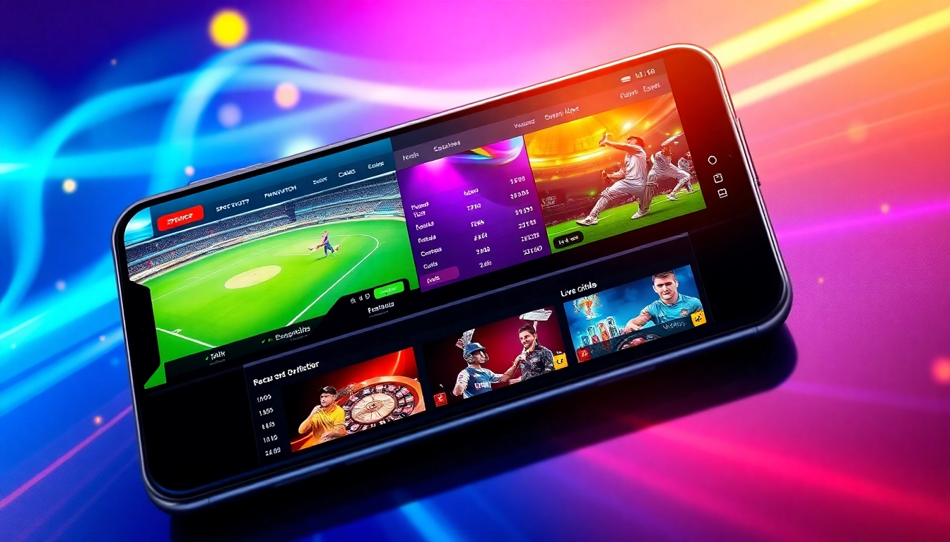 Secure betting with Reddy Anna Book: vibrant sportsbook interface showing live cricket streaming and casino games on a mobile device, highlighting excitement and safety.