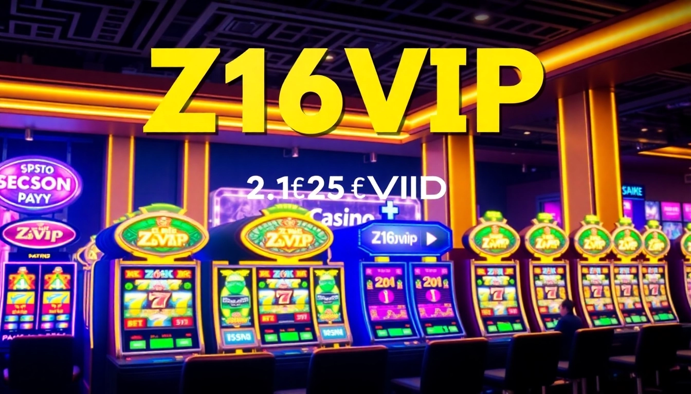 Z16VIP online casino platform with fast transactions and secure slot games in a lively,