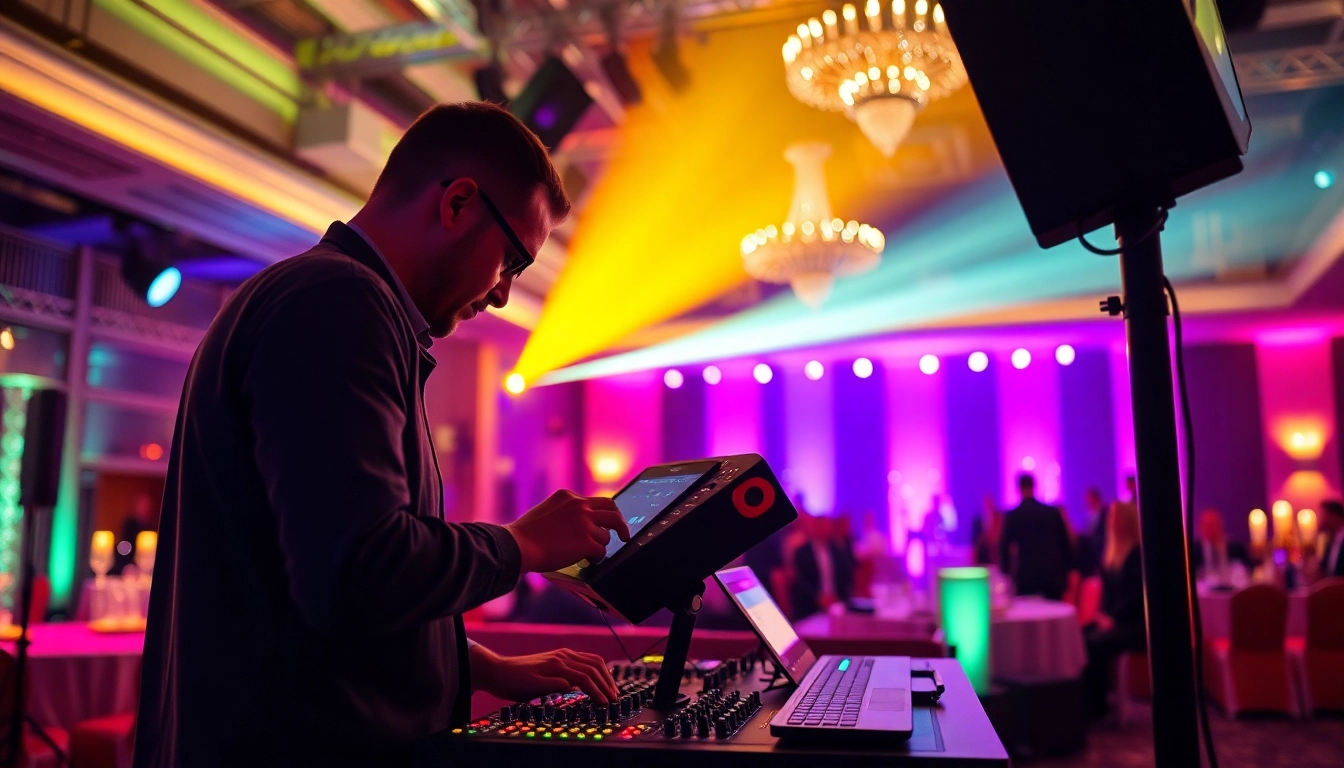 Veranstaltungstechniker Köln installiert hochwertige Licht- und Tontechnik für ein Event vor Ort, sorgt für perfekte Technikperformance.