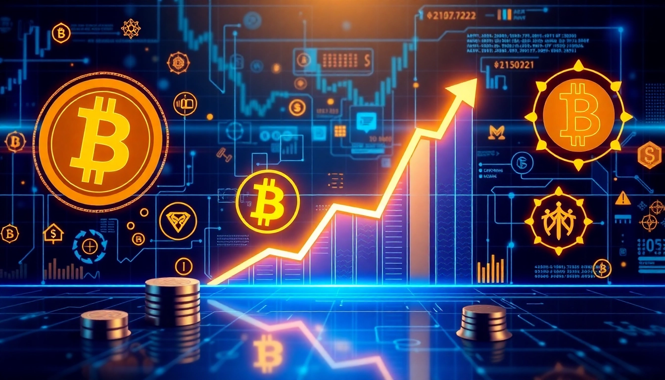 Cryptocurrency news highlights with rising crypto icons, market trends, and regulatory symbols illustrating the latest developments.