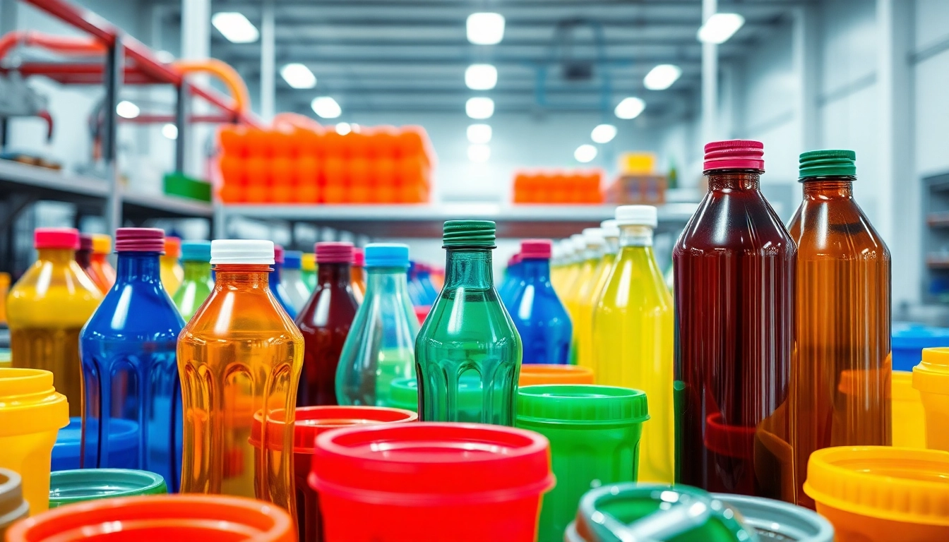 High-resolution image of a pet sise production line with colorful plastic bottles in a factory