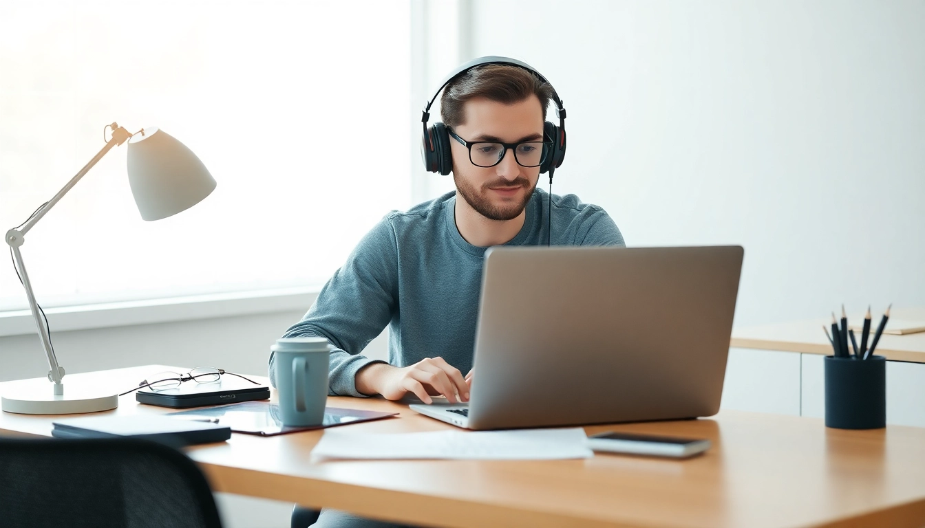 Freelance full remote professional working from home with laptop and digital tools